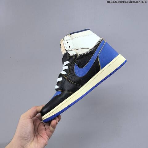 Jordan Air Jordan 1 Retro High OG Black Blue Gold White 36 47B Basketball - Women's (BS-67131)