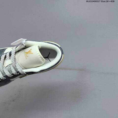 Nike Air Jordan 1 Low Grey White Gold 36 45B Basketball - Women's (BS-65937)