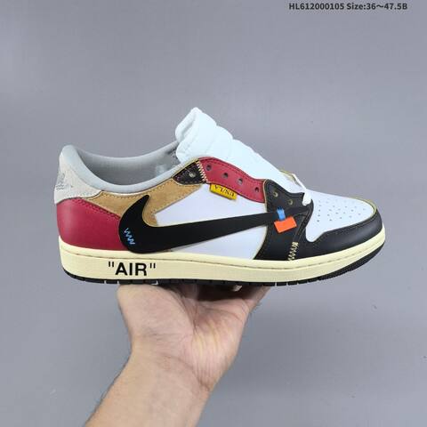 Nike Air Jordan 1 Low x Travis Scott Reverse Mocha White Black Red Khaki 36 47 5 Lifestyle - Unisex (BS-67092)