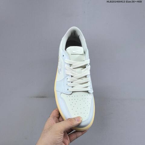 Jordan Air Jordan 1 Low Light Blue White With Floral Embroidery And Gum Sole EU 36-46 Basketball - Unisex (BS-66203)
