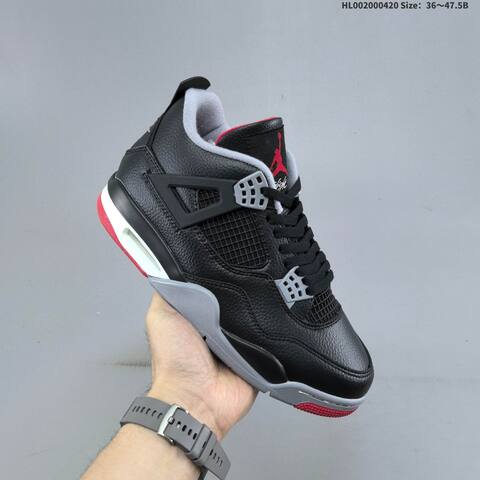 Jordan Air Jordan 4 Retro Black Red Gray 36 47 5 Basketball - Unisex BS-66116
