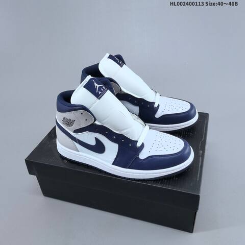 Jordan Air Jordan 1 Mid White Navy Grey EU 40-46 Basketball - Men's (BS-66992)