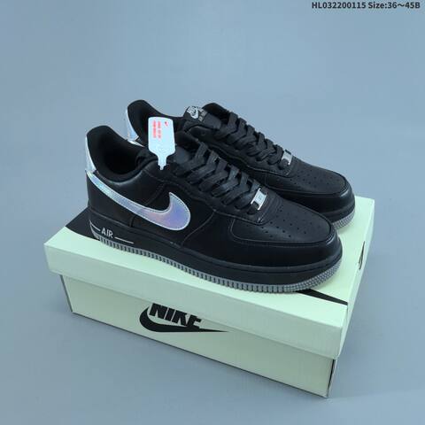 Nike Air Force 1 07 LV8 Black White Iridescent Silver EU 36-45 Sneaker - Unisex BS-61981