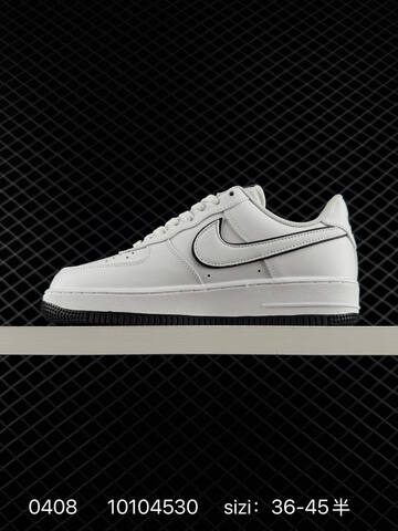 Nike Air Force 1 07 LV8 White With Black Swoosh Outline Black Outsole BMW M Motorsport Branding Details EU 36-45 Half Sizes Available Lifestyle - Unisex (BS-72229)