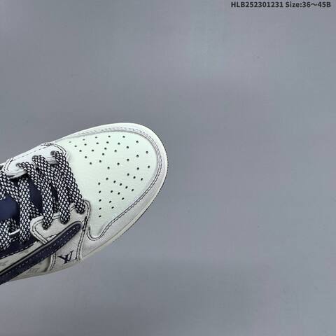 Nike Air Jordan 1 White Navy Blue Grey With Monogram Print EU 36-45 Lifestyle - Unisex (BS-67161)