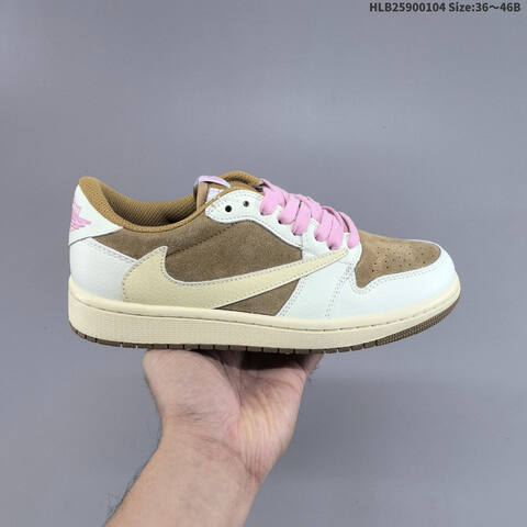 Nike Air Jordan 1 x Travis Scott Brown White Pink 36 46B Lifestyle - Women's (BS-67111)