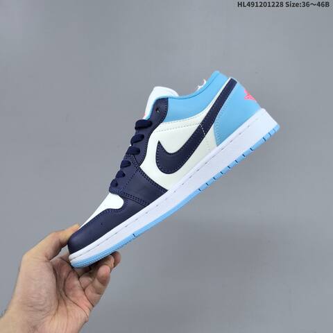 Jordan Air Jordan 1 Low White Navy Blue Light Blue 36 46 Basketball - Unisex (BS-67217)