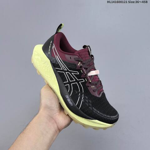ASICS GEL TRABUCO 13 Black Burgundy Neon Yellow EU 36-45 Trail Shoe Trail Running Sneakers - Unisex (BS-69047)