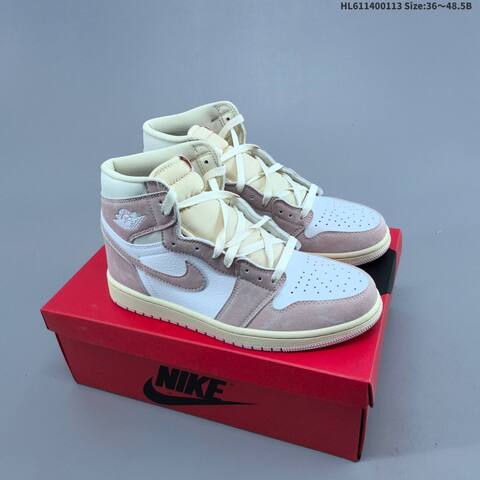 Nike Air Jordan 1 Retro High OG White Pink Beige 36 48 5 Casual - Unisex (BS-66985)