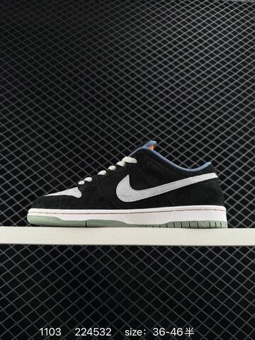 Nike Dunk SB Low Black White Grey Light Green EU 36-46 5 Skate - Unisex (BS-74392)