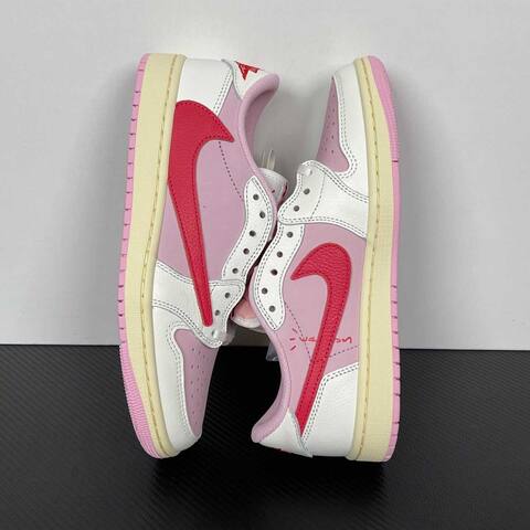 Jordan Air Jordan 1 Low OG Travis Scott IQ7604-101 White Pink Red Cream Sneaker BS-87145
