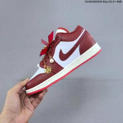 Jordan Air Jordan 1 Low White Burgundy Red EU 35 5-46 Basketball - Unisex (BS-66047)