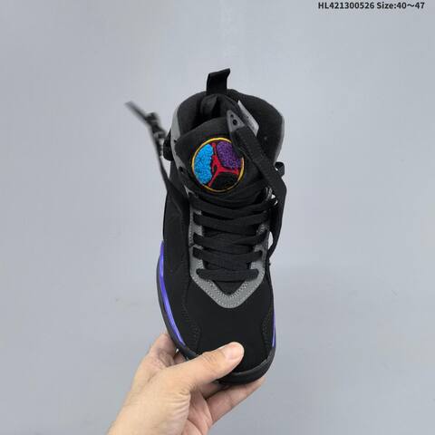 Jordan Air Jordan 8 Retro Black Grey With Blue And Purple Accents EU 40-47 Basketball - Men's (BS-65863)