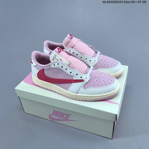 Nike Travis Scott x Air Jordan 1 Low Pink White Red 36 47 5 Lifestyle - Unisex (BS-67132)