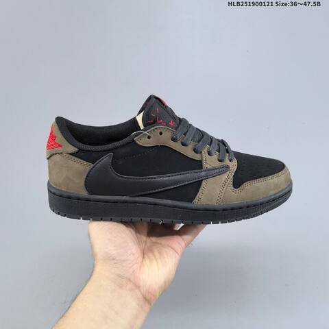 Nike Air Jordan 1 Low Olive Grey Black Red 36 47 5 Casual - Unisex (BS-66905)