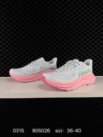 HOKA ONE ONE Clifton 10 White Light Pink Green EU 36-40 Running Shoe Running Sneakers - Unisex (BS-86294)