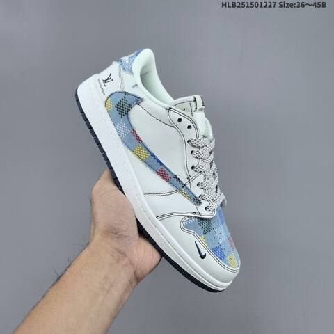 Nike Air Jordan 1 Low White Blue Multi-color 36 45 Lifestyle - Unisex (BS-67227)