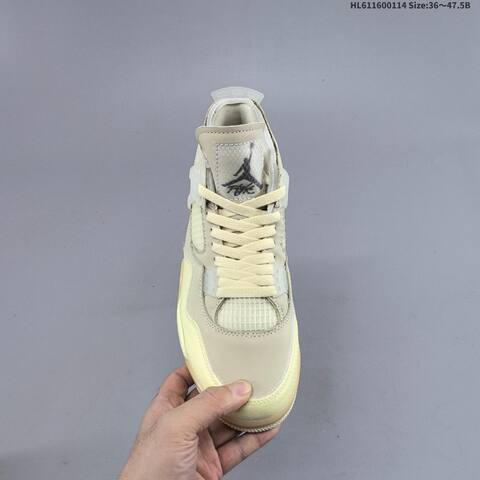 Nike Air Jordan 4 Retro x Off-White Cream Sail Cream 36 47 5 Casual - Unisex (BS-66971)