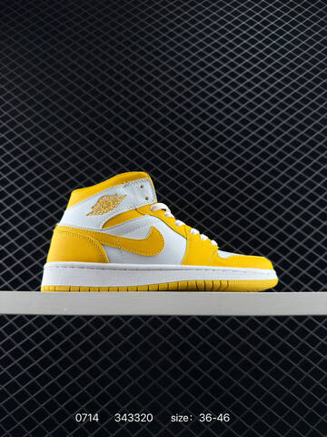 Jordan Air Jordan 1 Mid White Yellow EU 36-46 Basketball Shoe - Unisex BS-81066