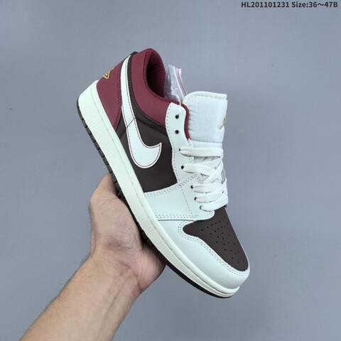 Jordan Air Jordan 1 Low White Brown Burgundy Gold EU 36-47 Lifestyle - Unisex (BS-67156)