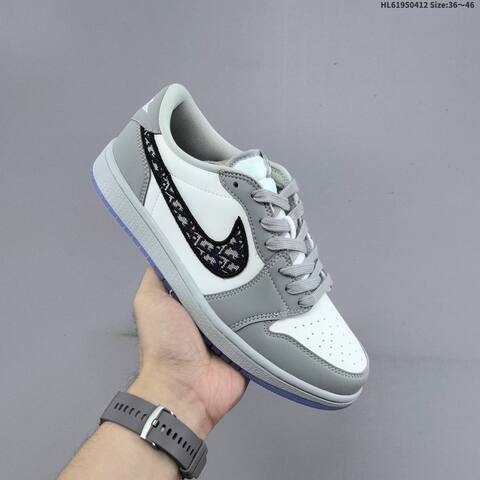 Jordan Air Jordan 1 Low White Grey Black Blue 36 46 Lifestyle - Unisex BS-66223