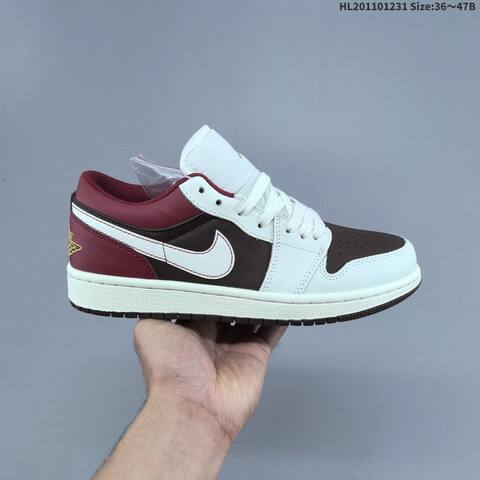 Jordan Air Jordan 1 Low White Brown Burgundy Gold EU 36-47 Lifestyle - Unisex (BS-67156)