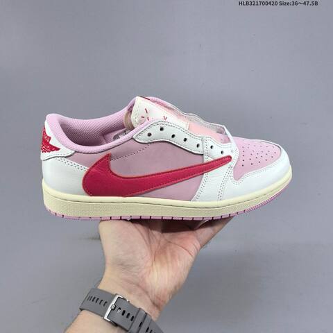 Jordan Air Jordan 1 Low x Travis Scott Pink White Red EU 36-47 5 Casual - Unisex (BS-66115)