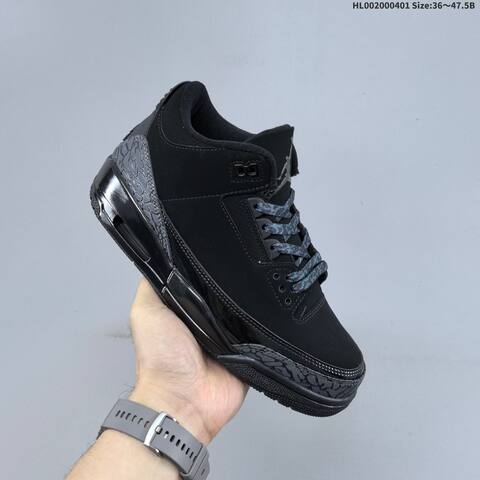 Air Jordan 3 Retro Black Cat Replica AIR JORDAN 3 Aj3 Lifestyle BS-66368