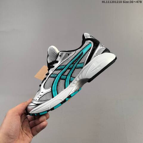 ASICS Gel Kayano 14 Silver White Black Turquoise EU 36-47 Running Shoe Running Sneakers - Unisex (BS-69140)