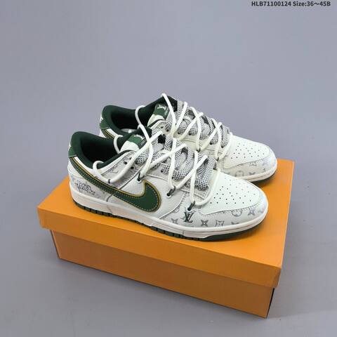 Nike Dunk SB Low Louis Vuitton Custom Off White Dark Green Grey EU 36-45 Skate Shoe - Unisex BS-61779