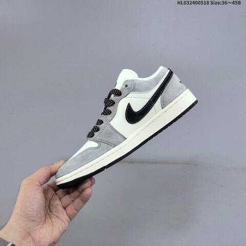 Jordan Air Jordan 1 Low Grey White Black EU 36-45 Basketball - Unisex (BS-65932)