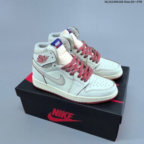 Nike Air Jordan 1 Retro High White Grey Red 36-47 Basketball - Unisex (BS-67054)