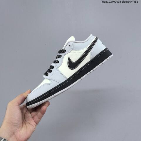 Jordan Air Jordan 1 Low Light Grey White Black EU 36-45 Basketball - Unisex (BS-65812)