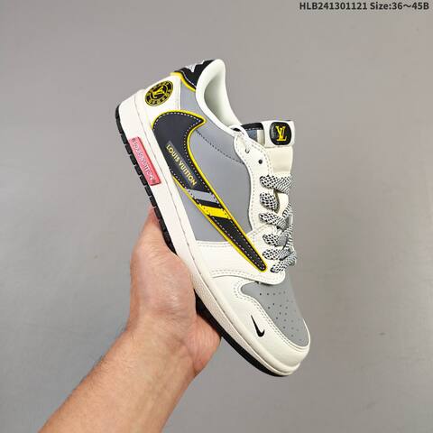 Nike Air Jordan 1 Low Grey White Black Yellow EU 36-45 Basketball - Unisex (BS-63349)