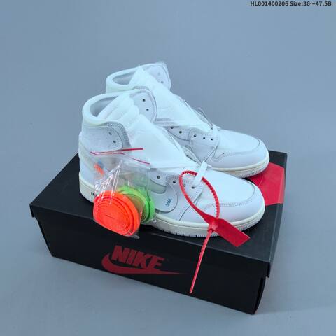 OFF-WHITE x Air Jordan 1 Retro High White The The OG AIR JORDAN 1 Aj1 Lifestyle BS-66676