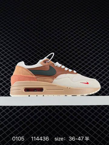 Nike Air Max 1 Premium Cream Brown Tan Coral Black 36-47 5 Lifestyle - Unisex (BS-73313)