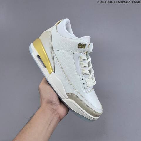 Jordan Air Jordan 3 Retro White Grey Gold 36 47 5 Basketball - Unisex (BS-66972)