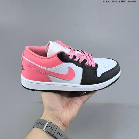 Jordan Air Jordan 1 Low White Black Pink 36 46B Lifestyle - Women's (BS-65998)