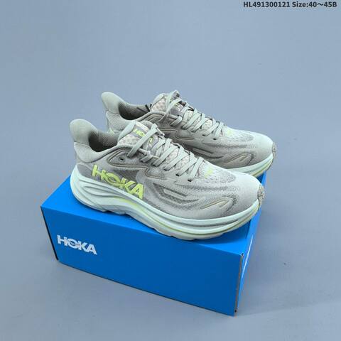 HOKA Clifton 10 Off White Burgundy Yellow Teal EU 36-40 Running Shoe Running Sneakers - Unisex (BS-69397)