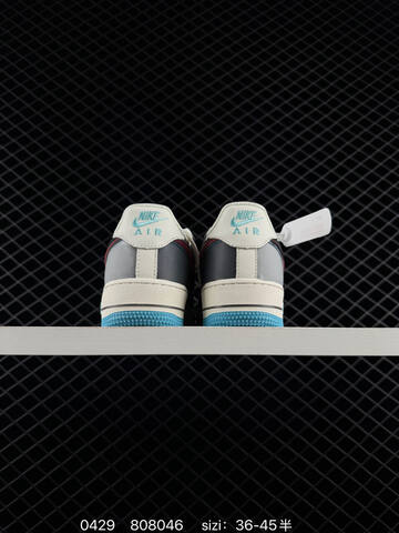 Nike Air Force 1 07 LV8 Gray White With Burgundy And Light Blue Accents 36-45 Lifestyle - Unisex (BS-71794)