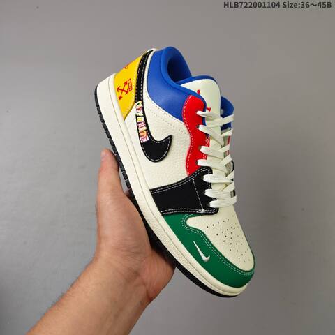 Jordan Air Jordan 1 Low White Green Black Red Blue Yellow EU 36-45 Basketball - Unisex (BS-63921)