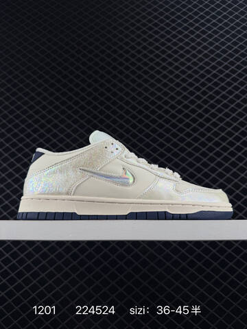 Nike Dunk Low Cream White With Iridescent Silver And Navy 36-45 5 Skate - Unisex (BS-73907)