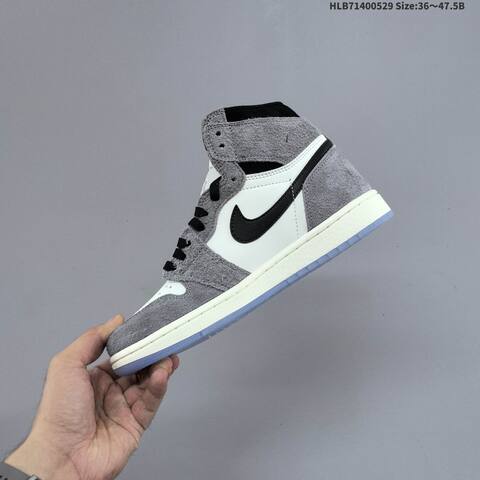 Nike Air Jordan 1 Retro High Gray White Black With Gold Accents 36-47 5 Basketball - Unisex (BS-65850)