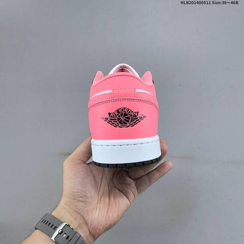 Jordan Air Jordan 1 Low White Black Pink 36 46B Lifestyle - Women's (BS-65998)
