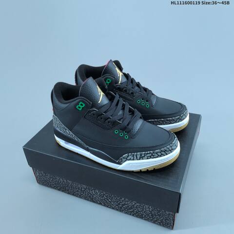 Jordan Air Jordan 3 Retro Black Green Gold 36 45 Basketball - Unisex (BS-66921)