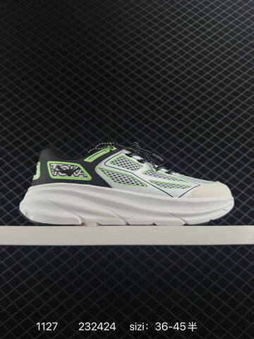 HOKA ONE ONE Clifton 9 White Black Neon Green EU 36-45 Running Shoe Running Sneakers - Unisex (BS-86371)