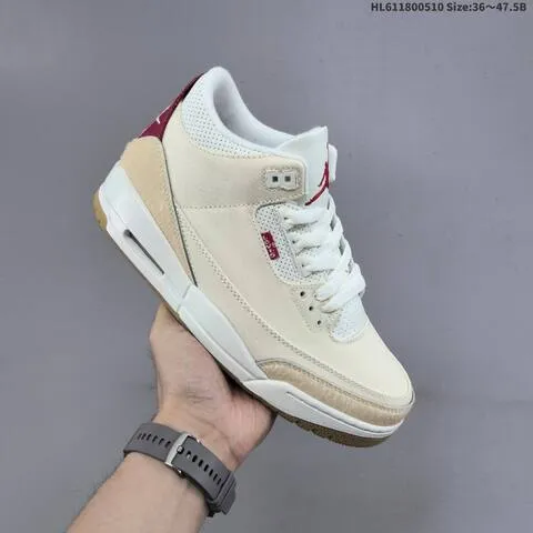 Jordan Air Jordan 3 Retro White Cream Red 36 47 5 Basketball - Unisex BS-65999
