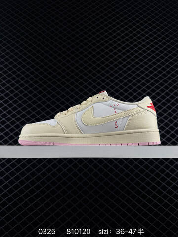 Jordan Air Jordan 1 Low Travis Scott IQ7604-100 Beige White Pink Red EU 36-47 Sneaker - Unisex (BS-79603)