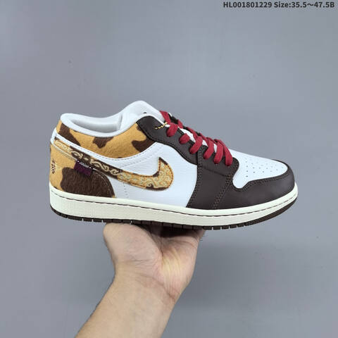 Air Jordan Air Jordan 1 Low White Brown Gold Red 35 5 47 5 Lifestyle - Unisex (BS-67208)