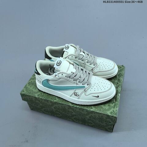 Louis Vuitton Nike Air Jordan 1 x Travis Scott AIR JORDAN DIY White Gray Black Navy (BS-66062)